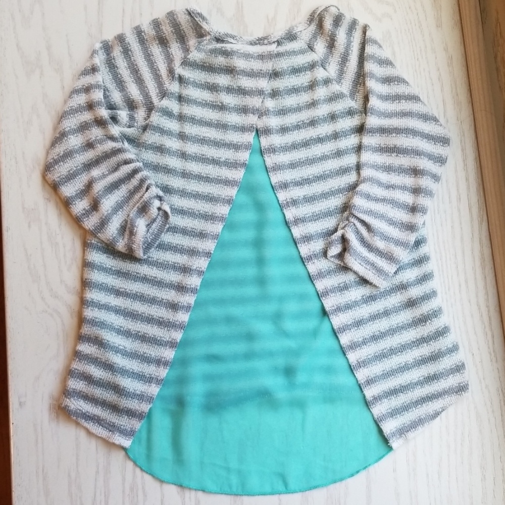 Cute Gray & White Strip Sweater Size 12
